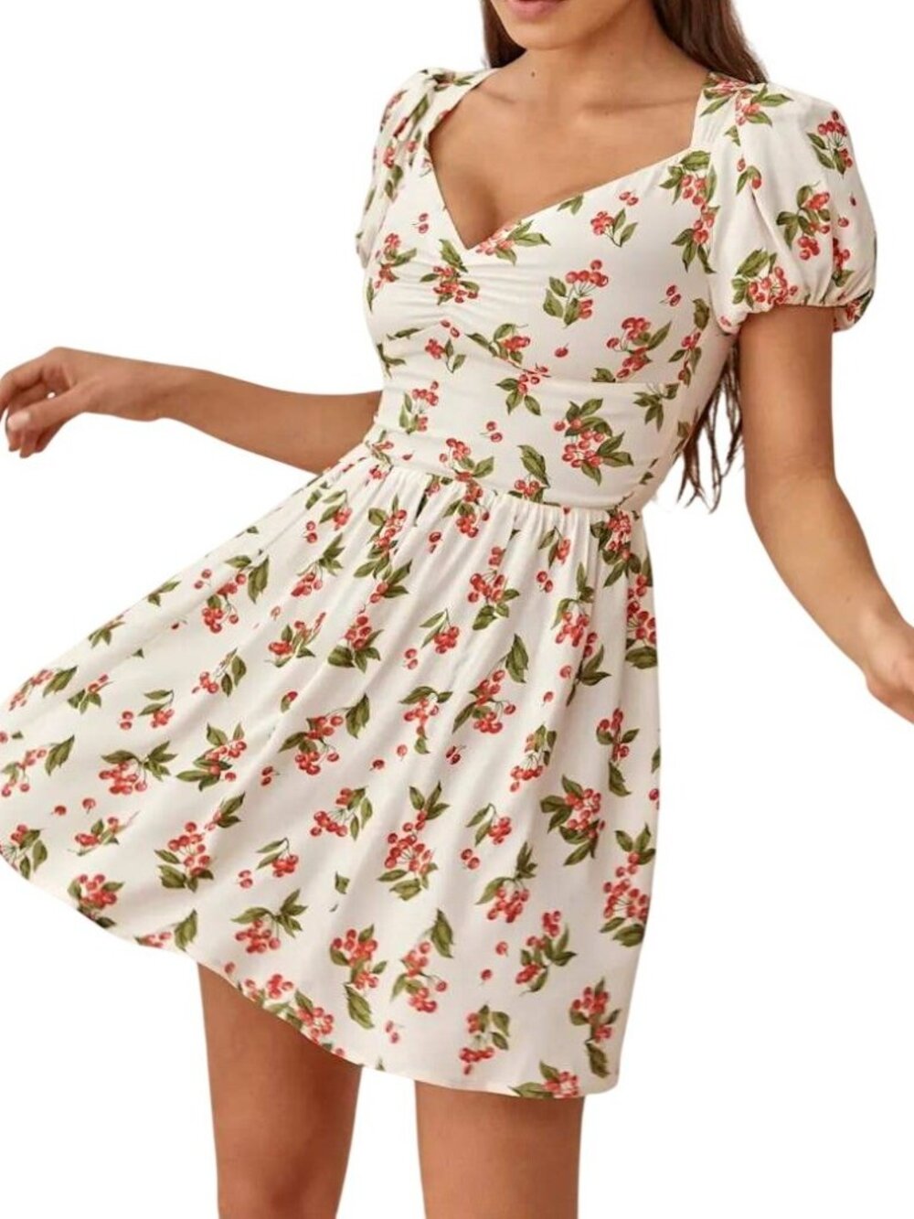 Reformation Ojai Mini Dress Cherry Print Retro Brunch Rockabilly 4
